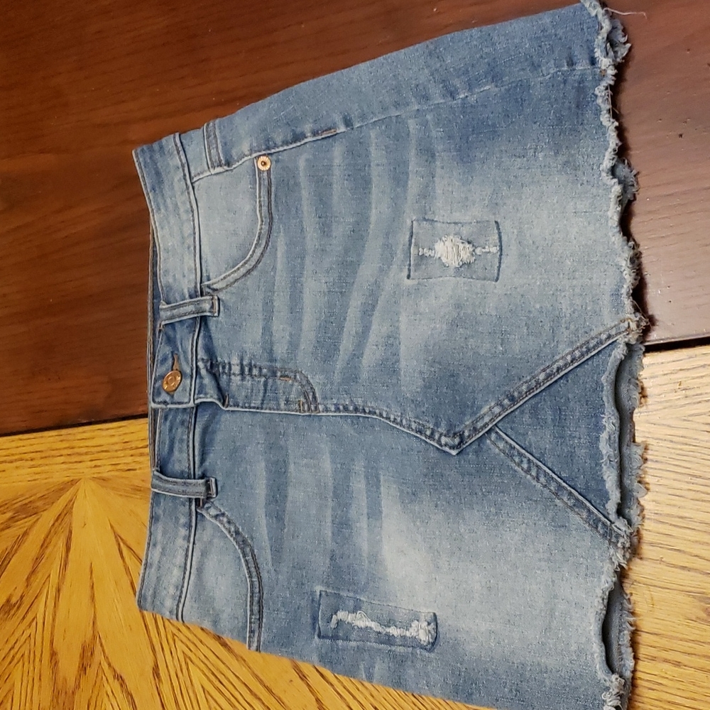 Justice Girls Light Blue Distressed Denim Skort